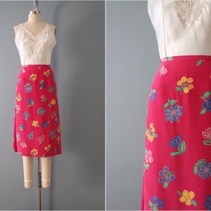 HOT pink silk skirt | Doncaster silk skirt | botanical silk summer skirt