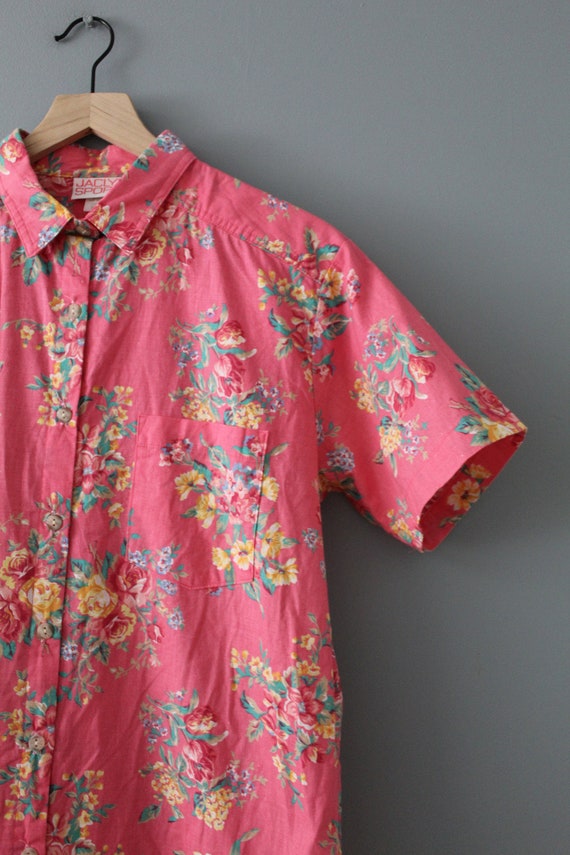 ROUGE pink cotton shirt | cottagecore roses shirt… - image 6
