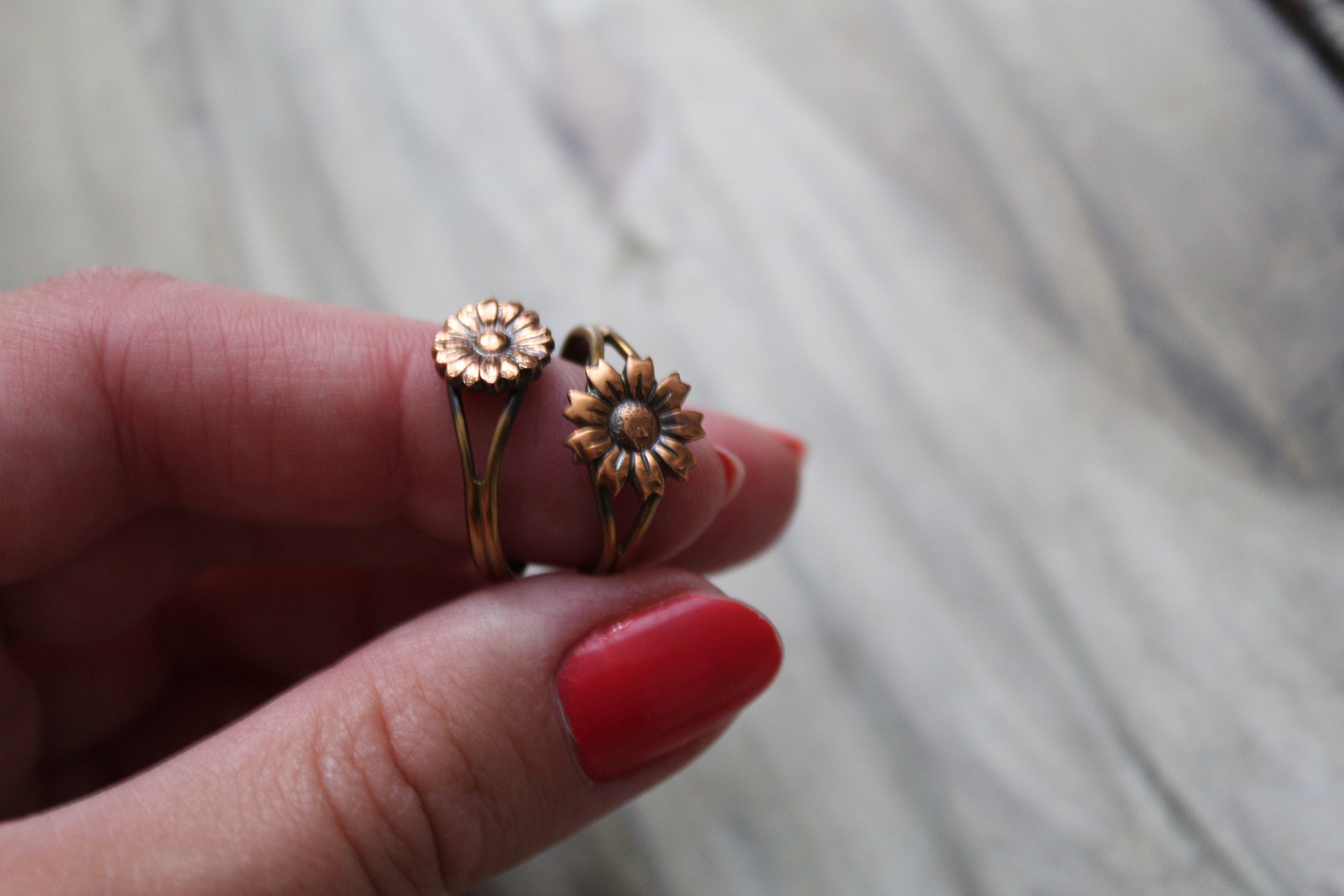 1970s New Old Stock Rings | Daisy and Sunflower Ring | Adjustable ...