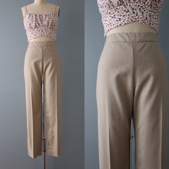 Carolina Herrera wool pants | almond wool trousers