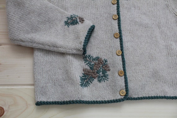 PINECONES wool cardigan | beige embroidered pine … - image 10