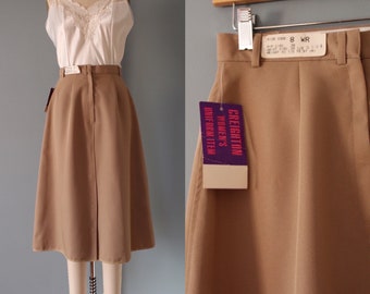 1970s new old stock skirt | almond beige skirt | dark academia preppy skirt
