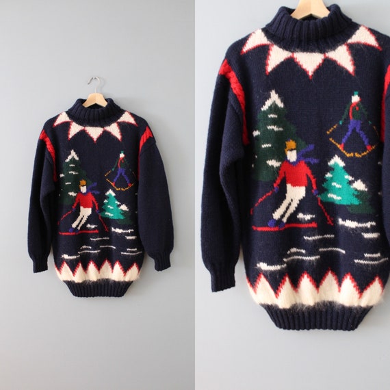 ICE SKATERS mohair wool sweater | 1980s Michelle … - image 1