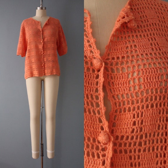 J. Jill Womens Cotton Open Knit Crochet Sweater Cardigan Hooded Tan Top  Medium M