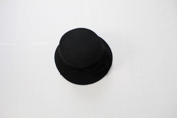 TOP hat style cloche | 1980s black wool cloche ha… - image 5