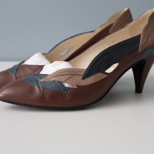 CINNAMON brown heels | 1980s leather pumps | cinnamon Leafs leather pumps