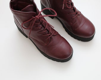 MERLOT vegan platform boots | 90s Y2K faux leather boots | skinny lace up boots