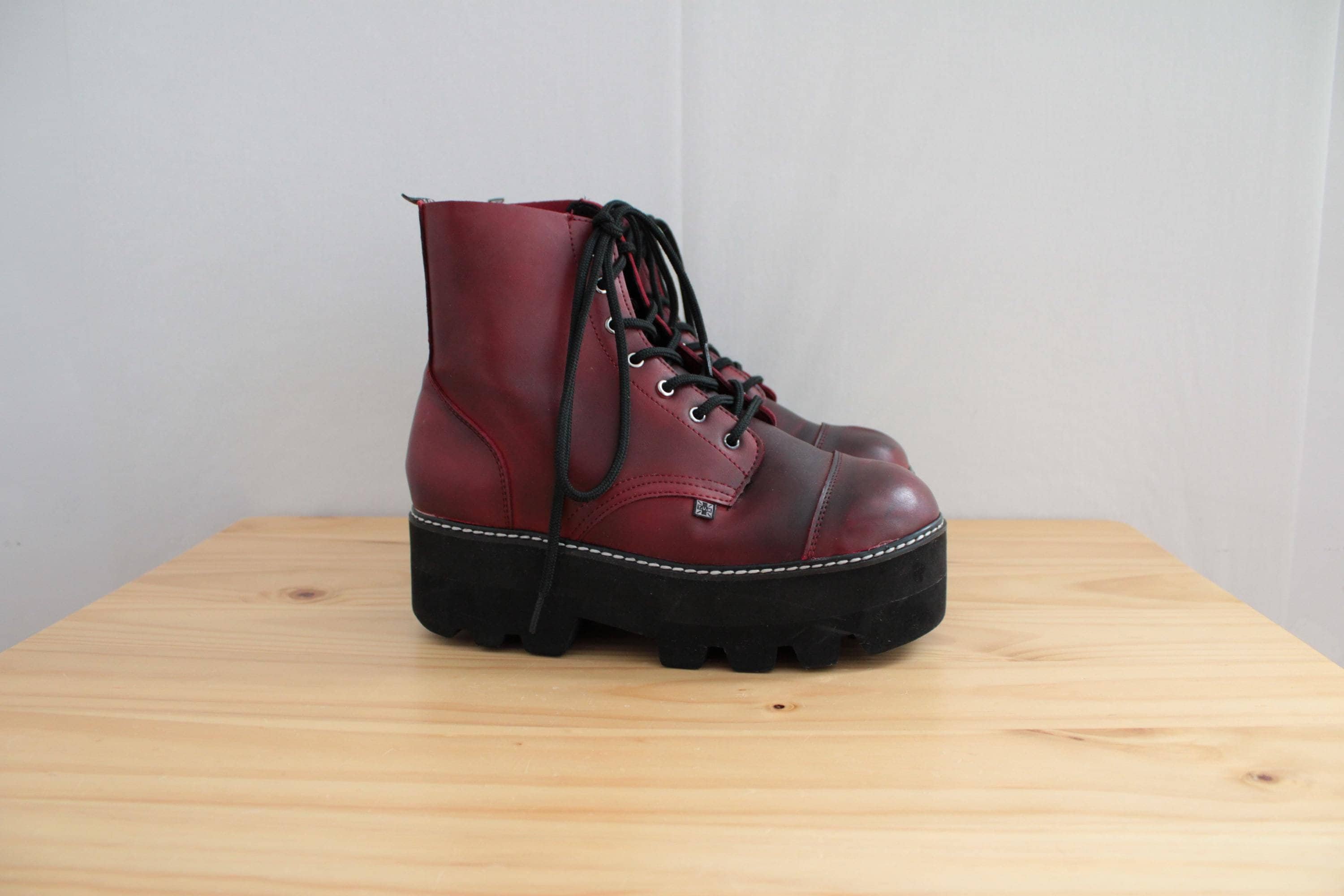 Y2K Gothic Platform Boots | Mahogany Red Boots | Grunge