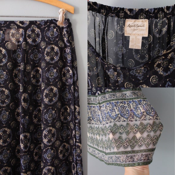 SHEER bohemian gypsy skirt | 90s paisley print sk… - image 8