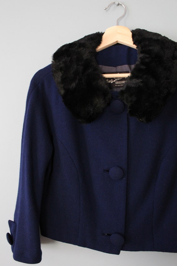 1950s wool and silk jacket | midnight blue retro … - image 8