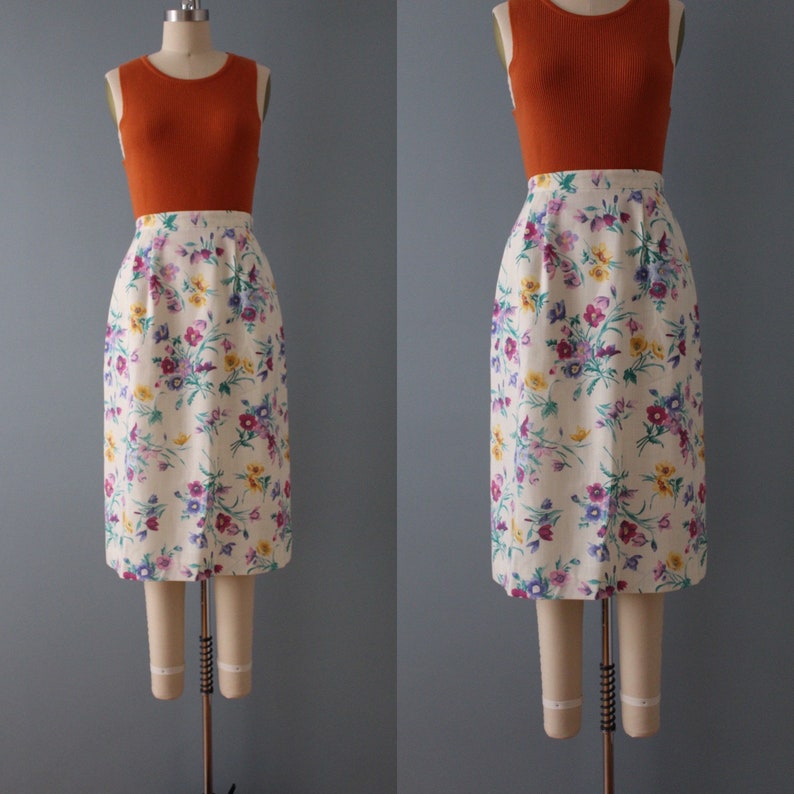 BOTANICAL midi skirt 1970s cottage core botanical skirt botanical aline midi skirt image 3