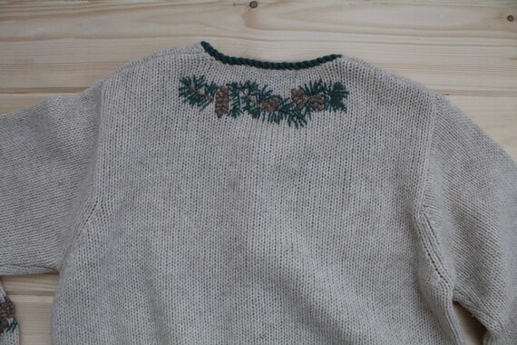 PINECONES wool cardigan | beige embroidered pine … - image 8