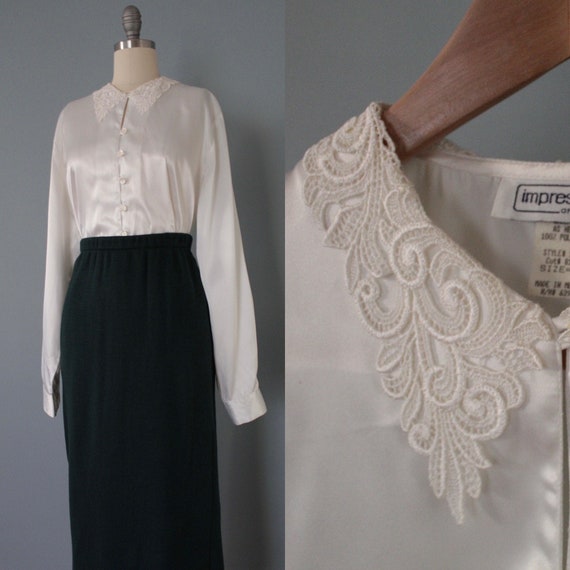 LACE collar blouse | pearlized porcelain white blo