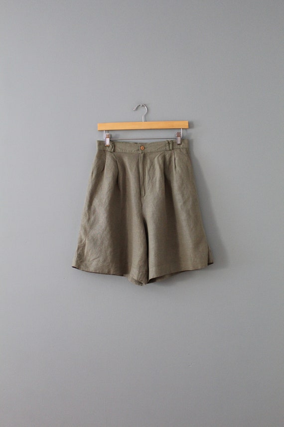 OLIVE green linen shorts | high waisted linen sho… - image 6