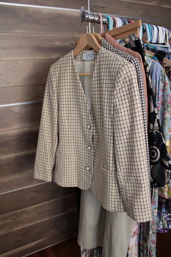 Checkered Wool jacket | Structured Wool blazer | … - image 2