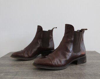 Joan & David skinny made in Italy ankle boots | chestnut leather booties | all leather distressed boots