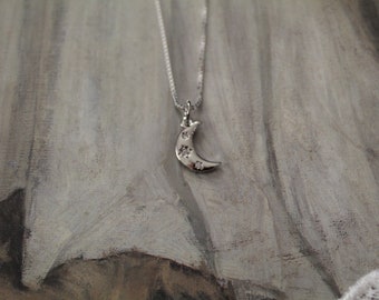 CRESCENT moon necklace | Victorian moon pendant necklace | 925 sterling silver chain necklace | gift for her