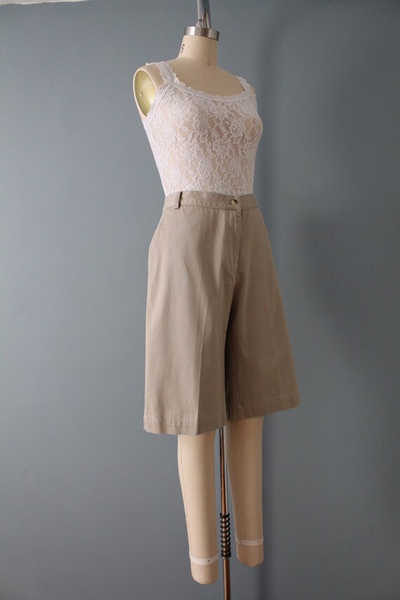 tan beige culotte shorts | straight high waisted … - image 6