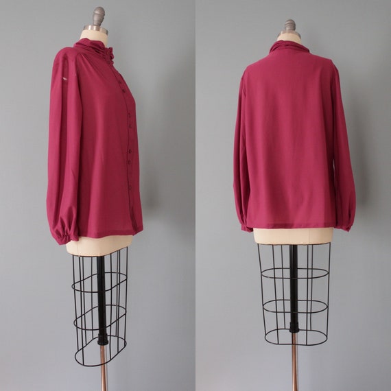 MULBERRY pink blouse | 1970s poet blouse | scrunc… - image 8