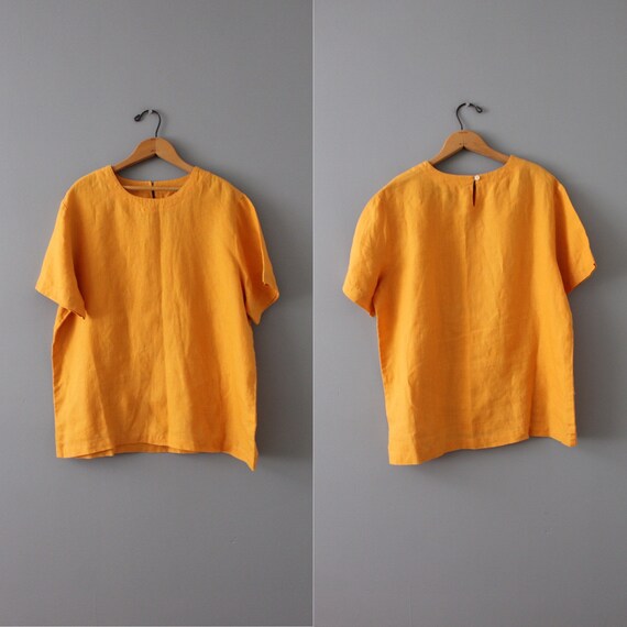 SILK oversized blouses | mustard linen top and ci… - image 3