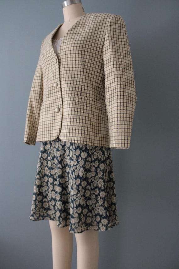 Checkered Wool jacket | Structured Wool blazer | … - image 3