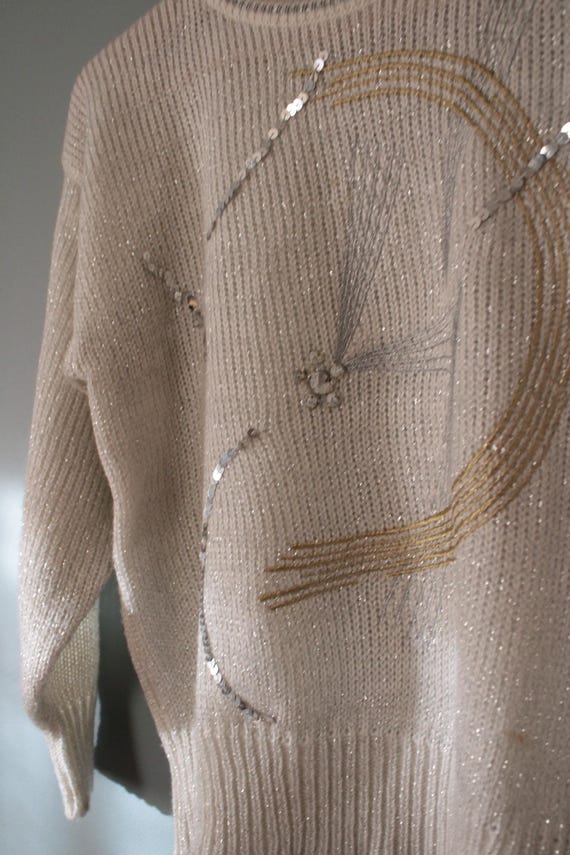 1980s snowflake star metallic sweater