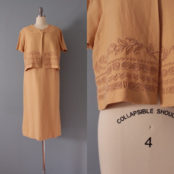 CLAY linen dress set | soutache crop top and dress