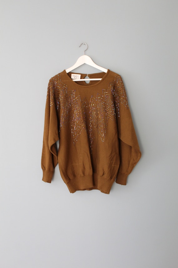 WALNUT brown pullover sweater | 80s bat sleeves sw