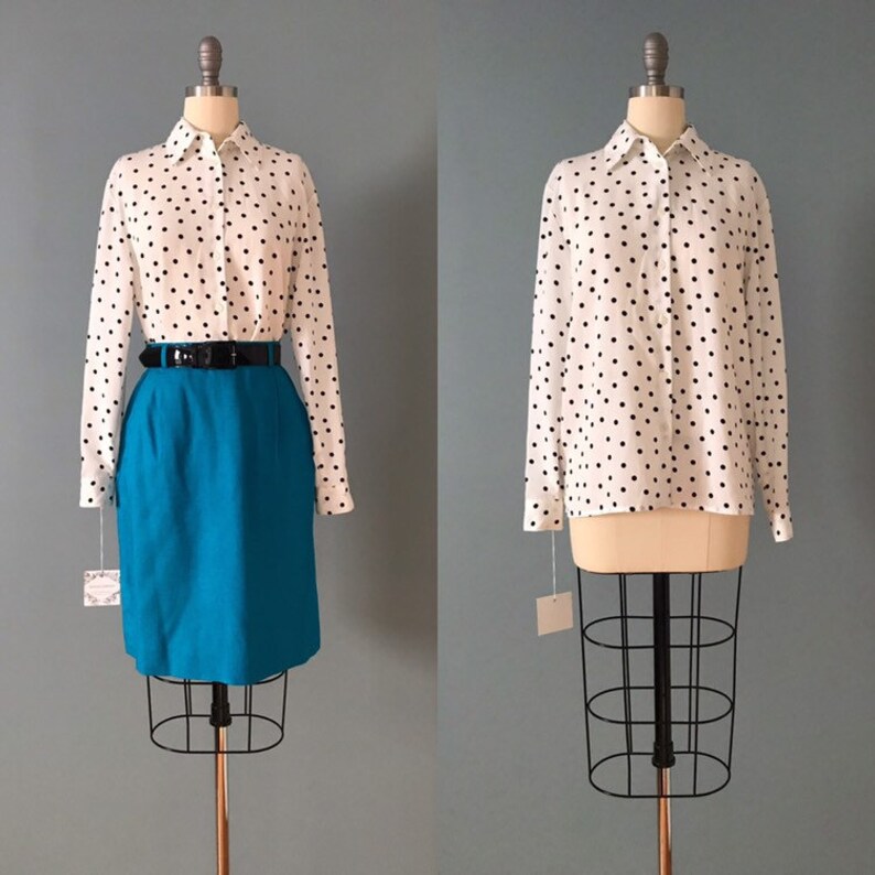 POLKA DOT blouse black and white blouse black polka dot blouse