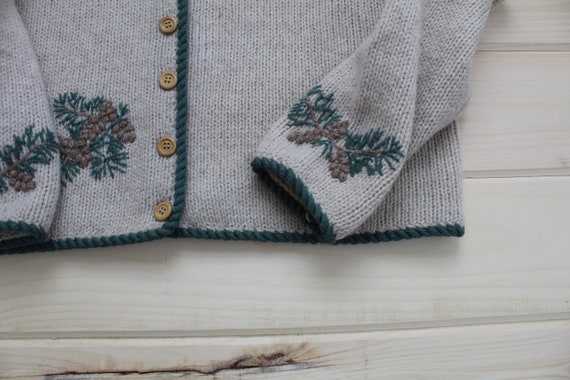 PINECONES wool cardigan | beige embroidered pine … - image 6