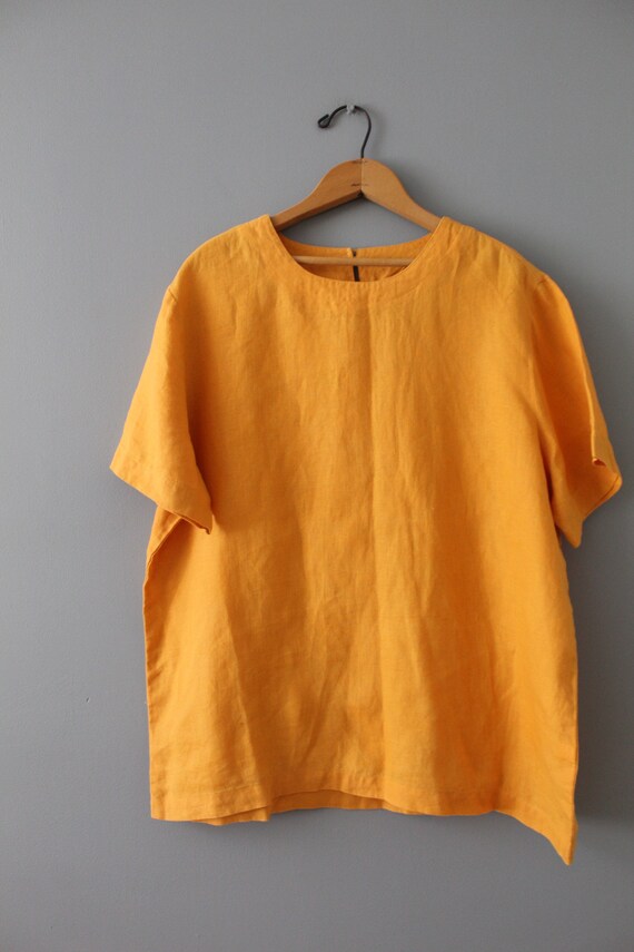 SILK oversized blouses | mustard linen top and ci… - image 7