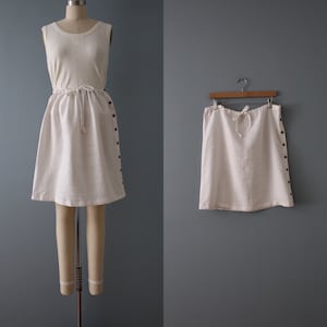 bisque white linen skirt | drawstring linen skirt | white linen mini skirt