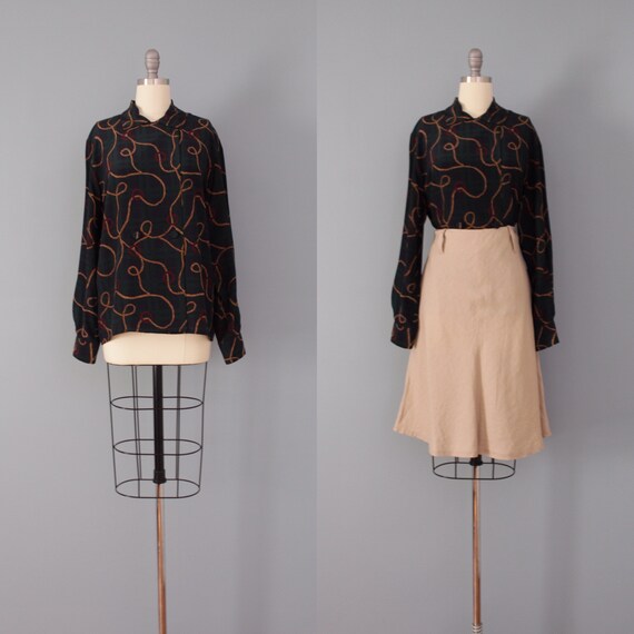FOREST green silk blouse