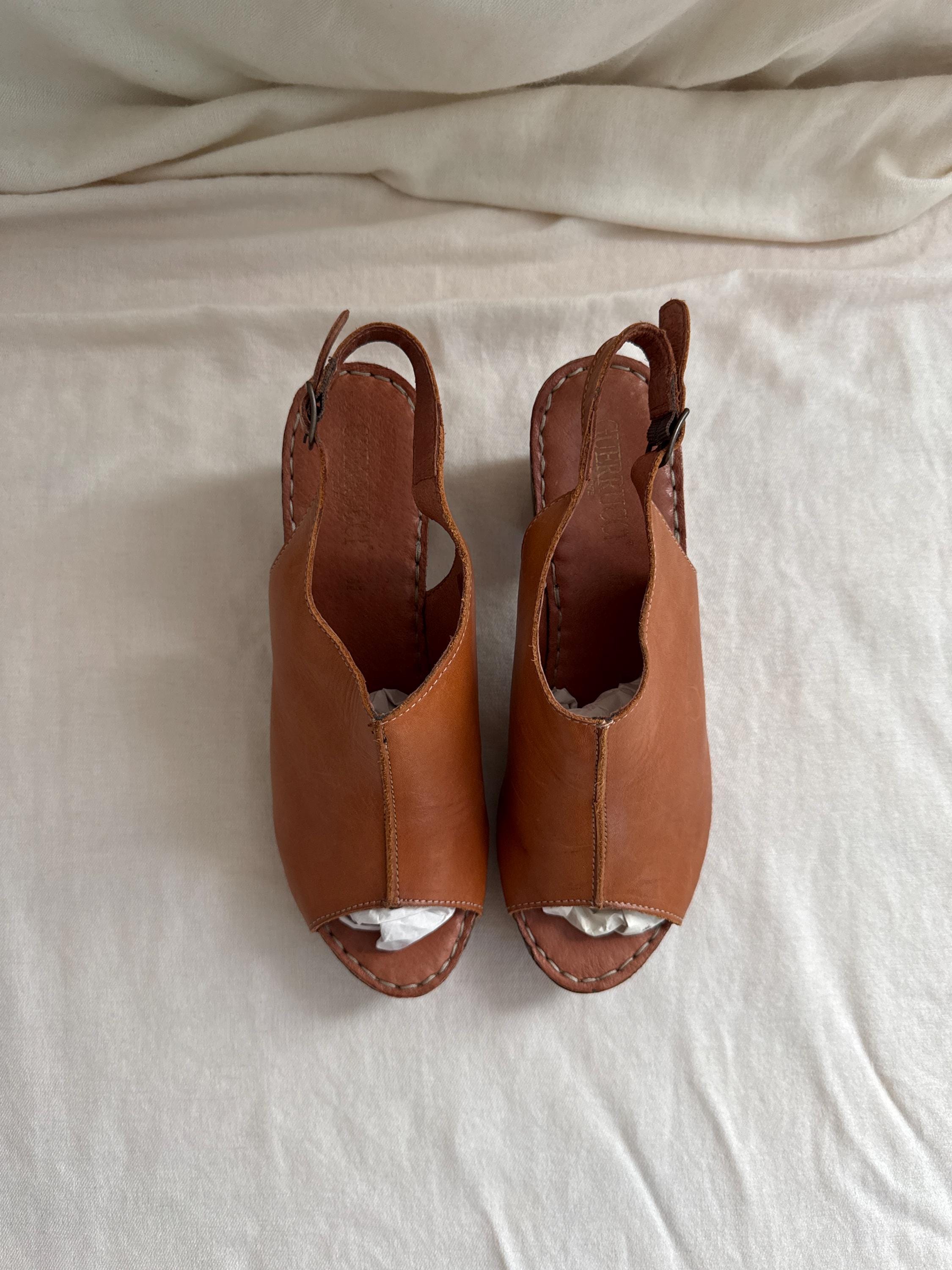 Sandales Compensées En Cuir Marron A. Giannetti – Taille 8.5 – Fabriquées En Italie