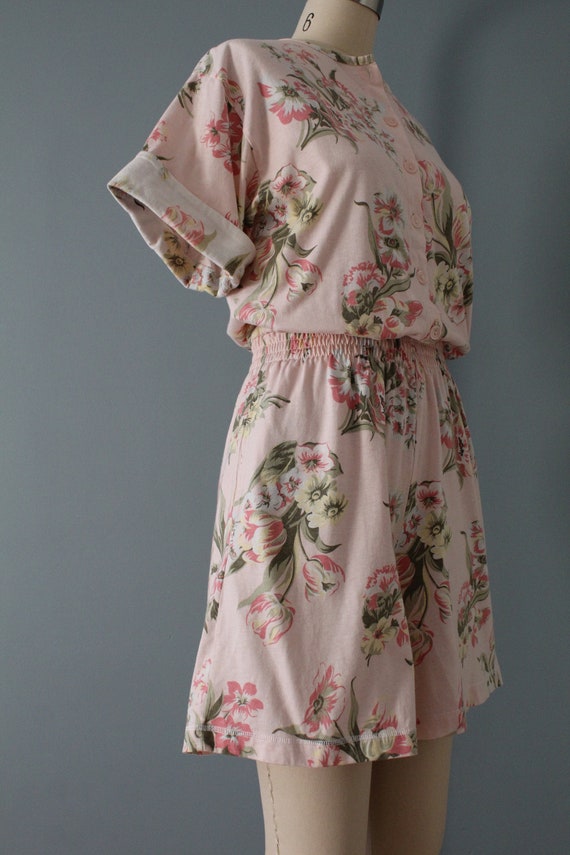 vintage soft cotton romper | spring tulips flower… - image 3