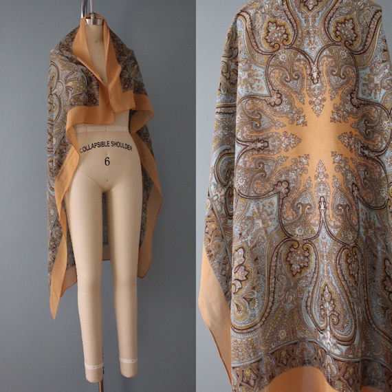 BOHO ornament shawl | caramel beige whimsical sha… - image 1