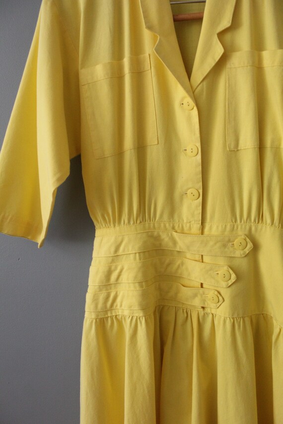 LEMON yellow dress | cummerbund waist shirtdress … - image 8