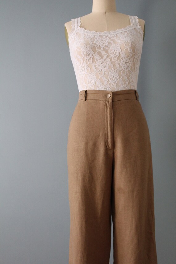 nutmeg linen cropped pants | wide culotte summer … - image 3