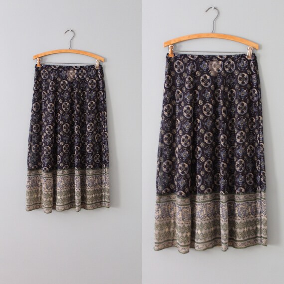 SHEER bohemian gypsy skirt | 90s paisley print sk… - image 5