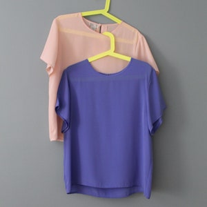 PERIWINKLE and PINK vintage tops 1990s blouses choose or set short sleeves summer tops image 6