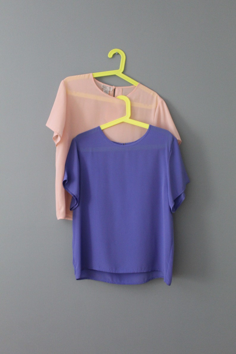 PERIWINKLE and PINK vintage tops 1990s blouses choose or set short sleeves summer tops image 6