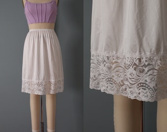 BISQUE white lace slip skirt | 60s 70s slip skirt | vintage mod slip skirt