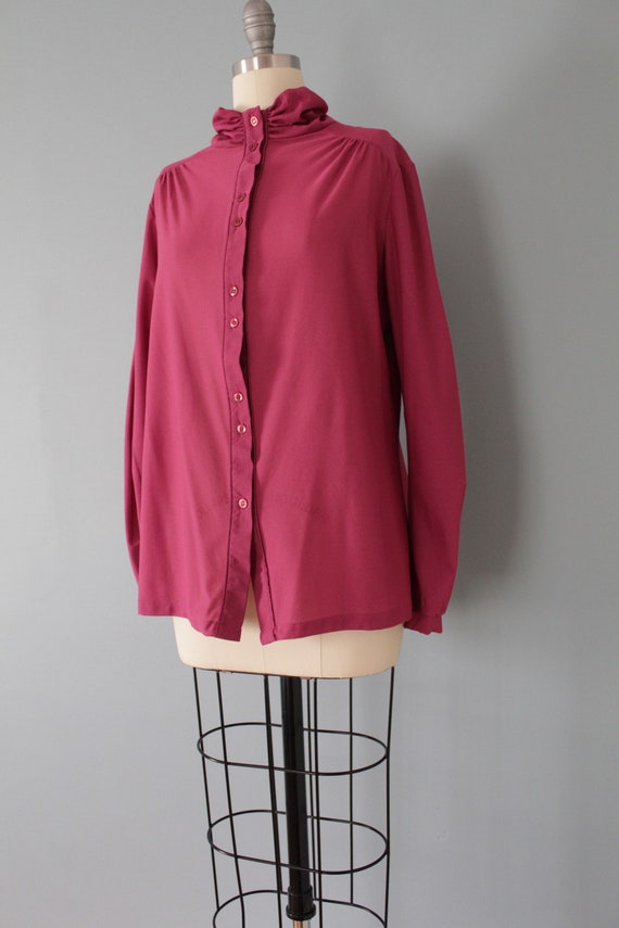 MULBERRY pink blouse | 1970s poet blouse | scrunc… - image 6
