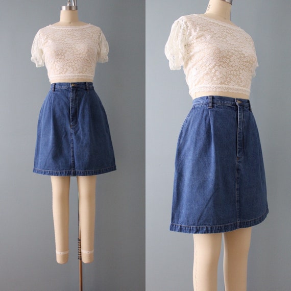 Louis Vuitton® Flocked Monogram Denim Mini Skirt Navy. Size 38 in