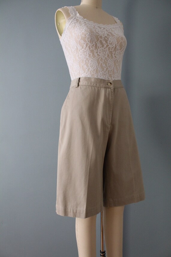 tan beige culotte shorts | straight high waisted … - image 8