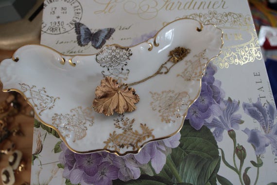 Vintage gold dipped leaf necklace | 12K gold plat… - image 9