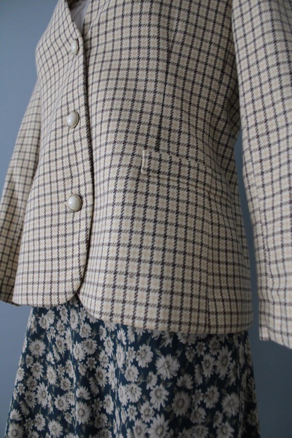 Checkered Wool jacket | Structured Wool blazer | … - image 5