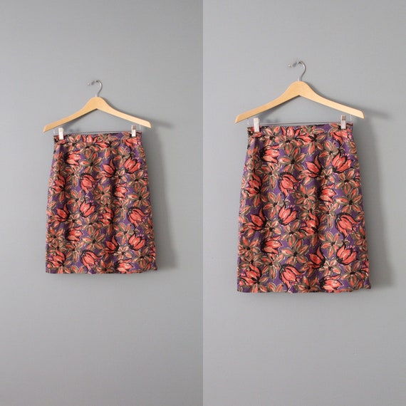 TULIP print mini skirt | rouge pink tulips skirt … - image 8