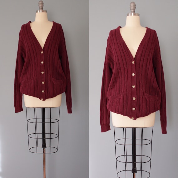 MERLOT grandpa cardigan | cable knit cotton cardig