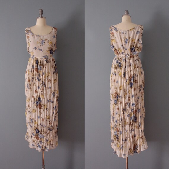 BOTANICAL grecian dress | pleated maxi dress | tie